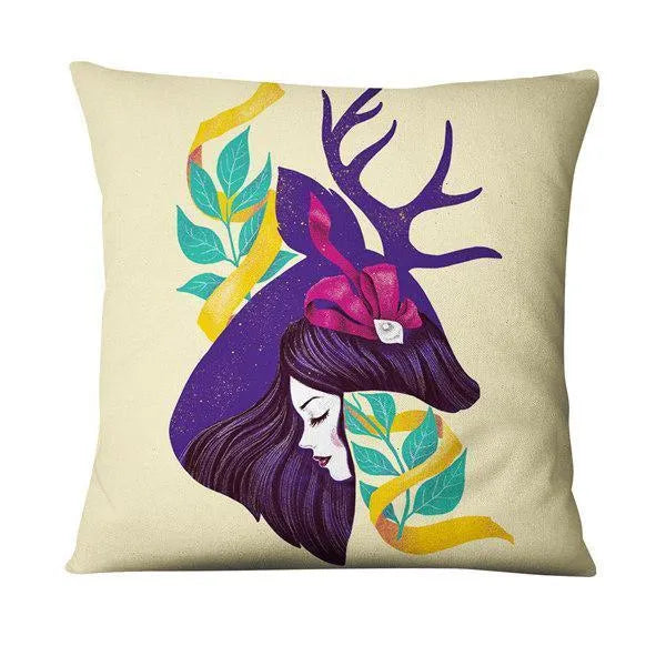 Home Daily Character Painted Linen Pillowcase - Bellarte Enchanté Home Daily Character Painted Linen Pillowcase
